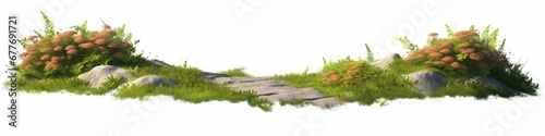 beautiful pathway through nature, isolated on white background banner, Generative AI