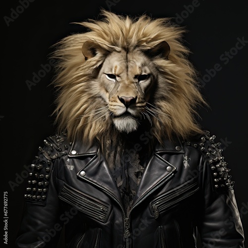 lion  in punk-rocker costumes 