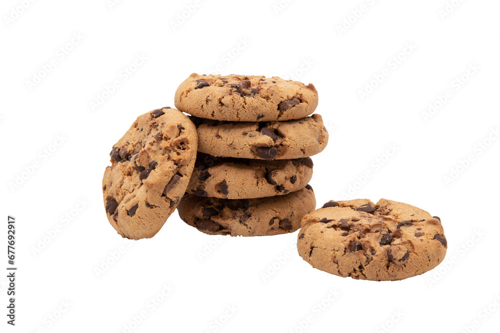Group of chocolate chip cookies isolated on cutout png transparent background Group of chocolate chip cookies isolated on cutout png transparent background