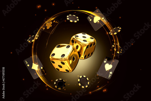 casino mix motion chips slot machine roulette set card banner 3d render 3d rendering illustration 