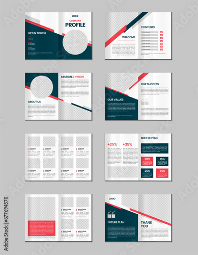 Company profile, multipage flyer brochure, 16 pages portfolio magazine, annual report, catalog and a4 multipage template design