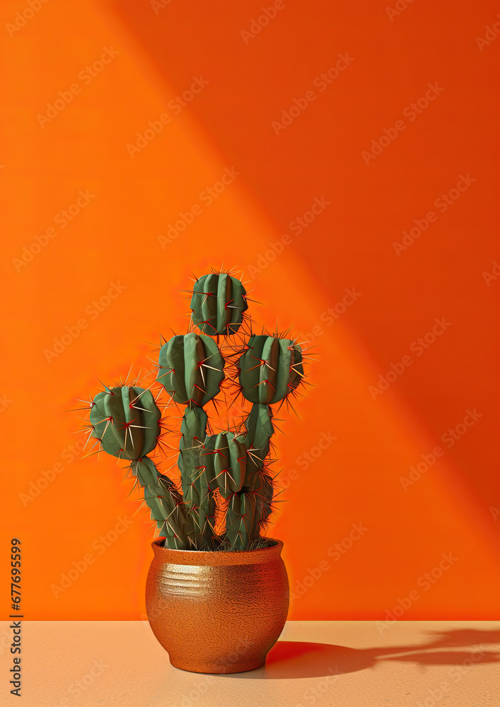 cactus in flowerpot, bright colourful A 4 page 
