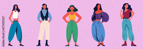 Five Fashion Women | Illustration Vector Graphics