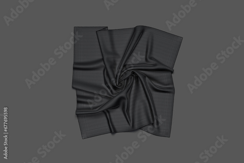 Blank black twill silk twisted scarf mockup, photo