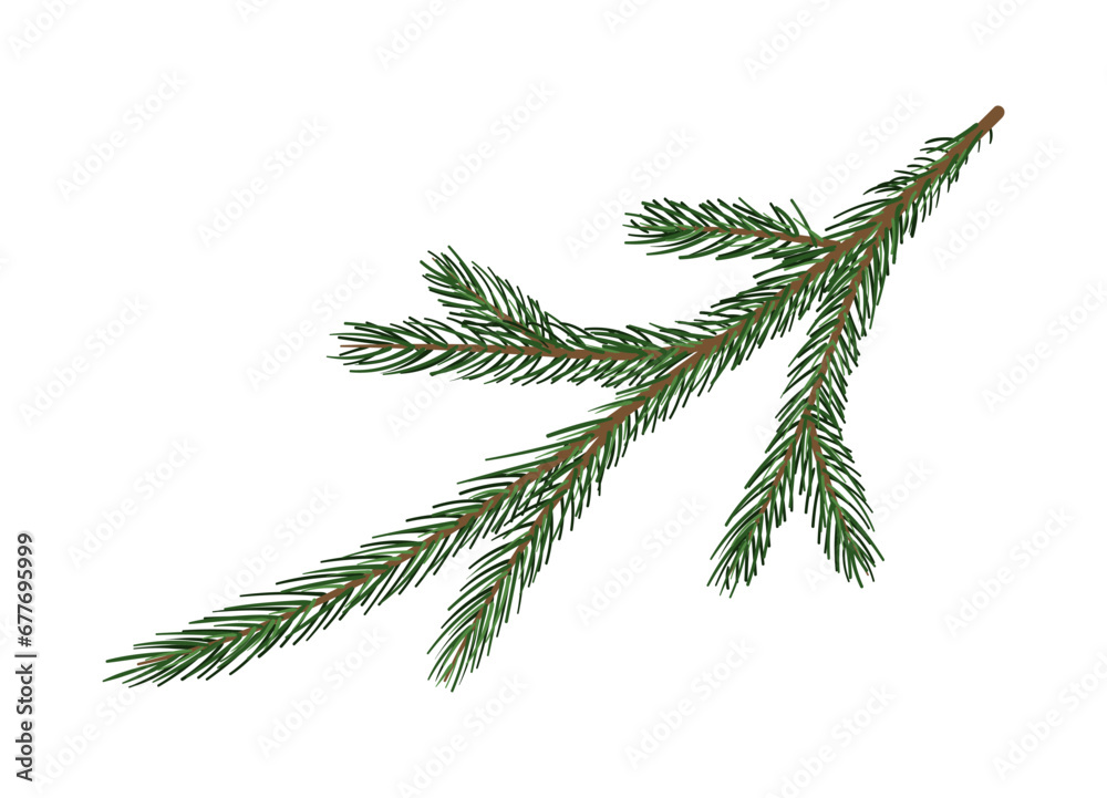 Pine branch concept. Part of Christmas tree. Forest and wildlife, flora. Nature and ecosystem. Symbol of holidays and festivals. Cartoon flat vector illustration isolated on white background Pine branch concept. Part of Christmas tree. Forest and wildlife, flora. Nature and ecosystem. Symbol of holidays and festivals. Cartoon flat vector illustration isolated on white background
