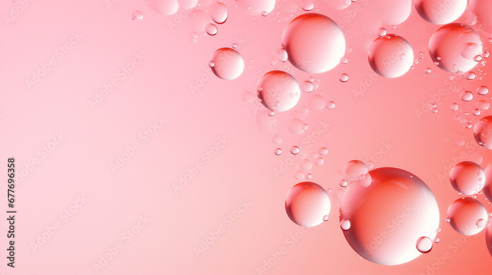 Pink Abstract Oil Painting with Bubbles on Coral Background