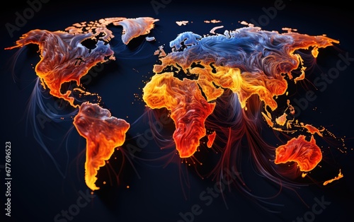 A colorful world map at the black background. © hugo