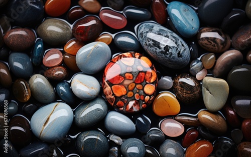 Close up of colorful shiny stones.