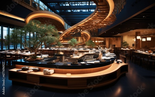 Interior of a luxury restaurant.