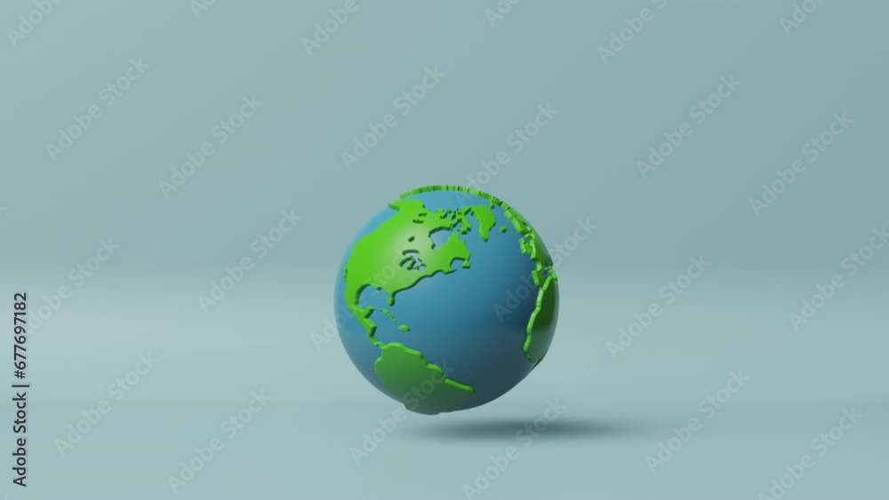 The Environment eco green earth day concept. Saving environment, protect clean planet and ecology, sustainable lifestyle. Green earth globe planet seamless loop rotation on background. 3d animation The Environment eco green earth day concept. Saving environment, protect clean planet and ecology, sustainable lifestyle. Green earth globe planet seamless loop rotation on background. 3d animation