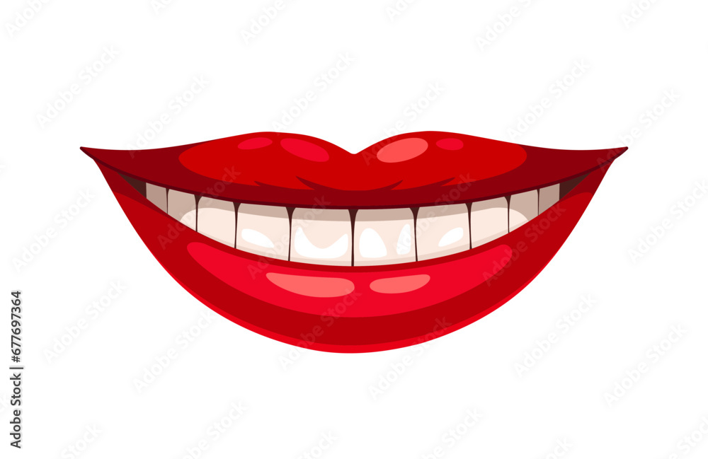 Red lips concept. Beauty, aesthetics and elegance. Make up and glamour. Sexy woman or girl. Graphic element for website. Cartoon flat vector illustration isolated on white background Red lips concept. Beauty, aesthetics and elegance. Make up and glamour. Sexy woman or girl. Graphic element for website. Cartoon flat vector illustration isolated on white background