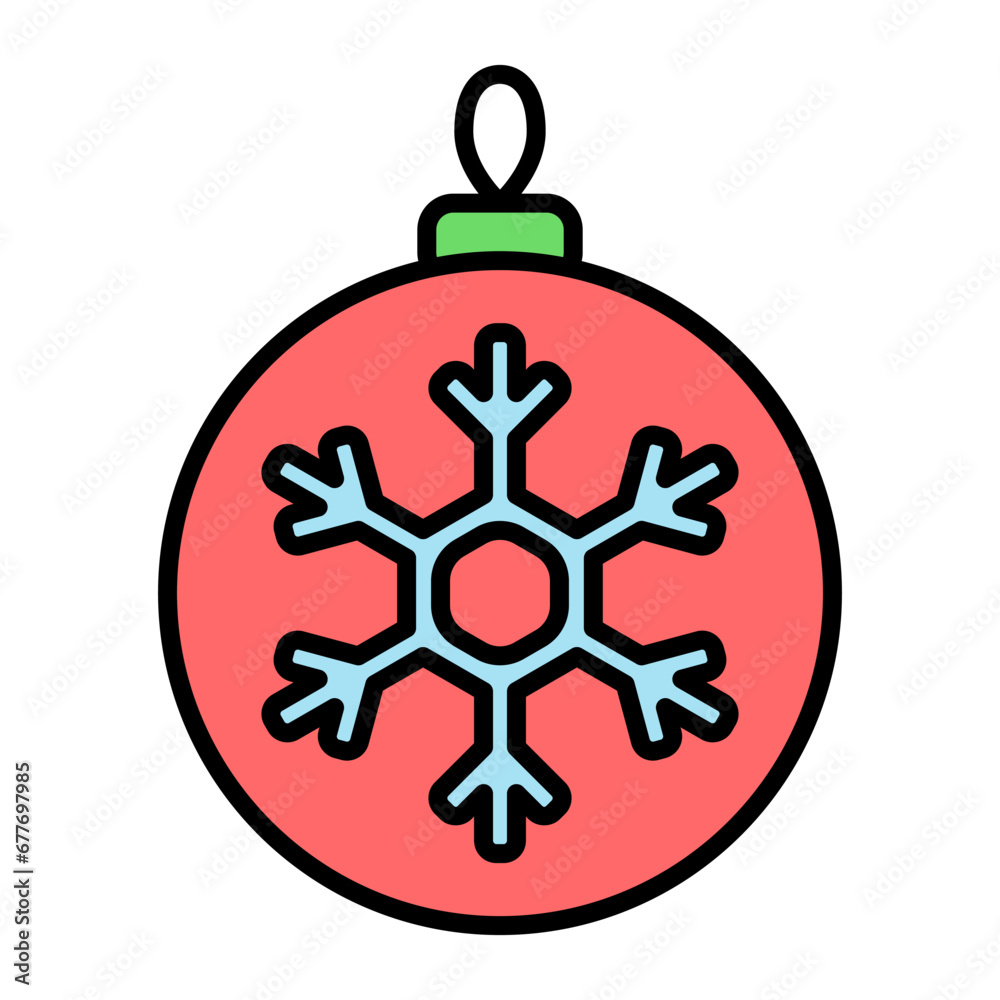 Chritsmas tree ball with a snowflake. Vector cartoon icon. Isolated on white. Chritsmas tree ball with a snowflake. Vector cartoon icon. Isolated on white.