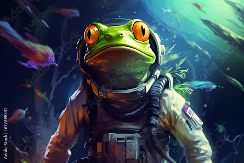 frog with astronaut suit 