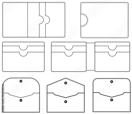 Set of simple leather wallet pattern. Card wallet template pattern.
