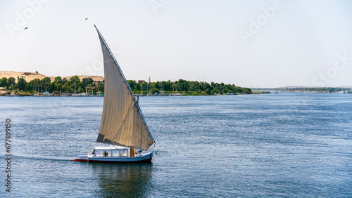 Feluca sailing on the River Nile in Egypt