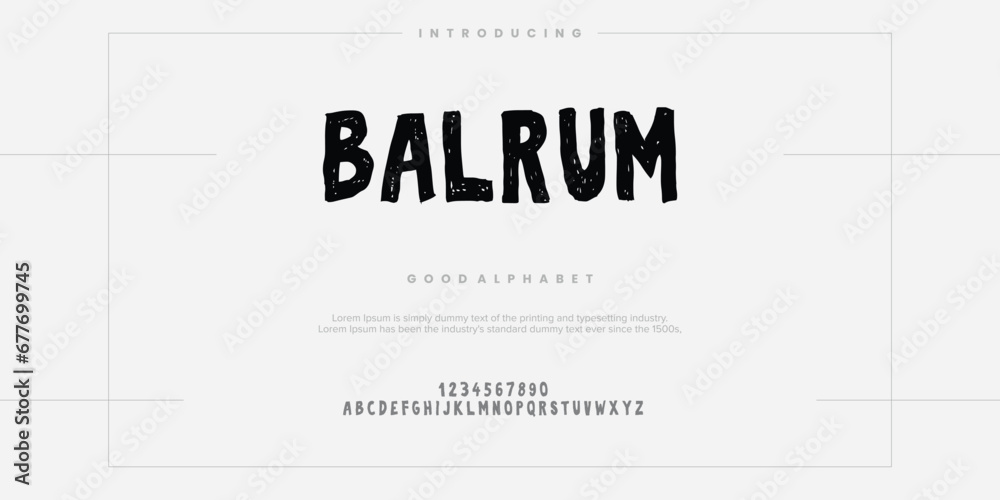Balrum abstract alphabet font. Minimal technology typography, Creative urban sport fashion futuristic font and with numbers. vector illustration Balrum abstract alphabet font. Minimal technology typography, Creative urban sport fashion futuristic font and with numbers. vector illustration