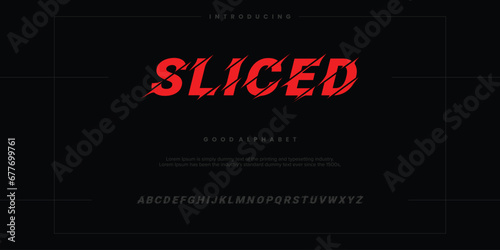Sliced Modern abstract digital alphabet font. Minimal technology typography, Creative urban sport fashion futuristic font and with numbers. vector illustration