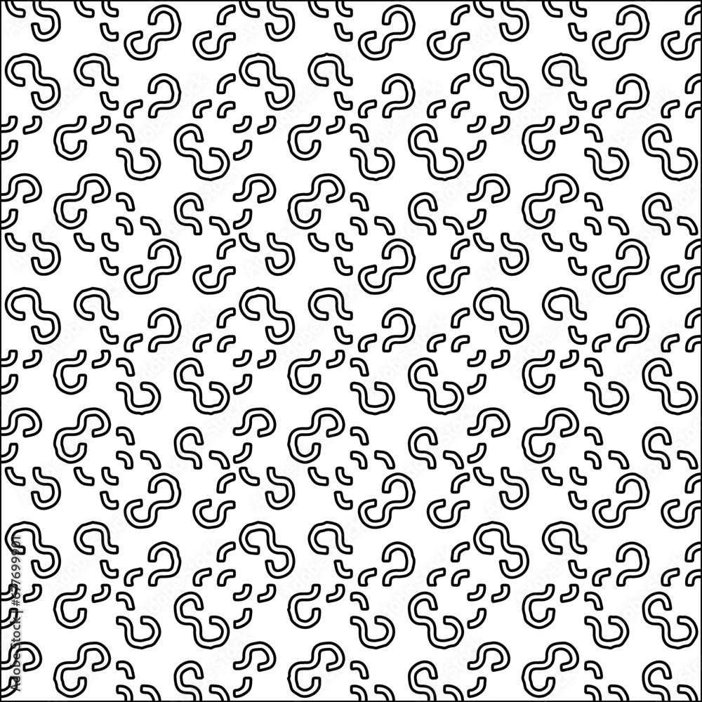 Black lines on white background.
Wallpaper with figures from lines. Abstract geometric black and white pattern for web page, textures, card, poster, fabric, textile. Monochrome design. 
