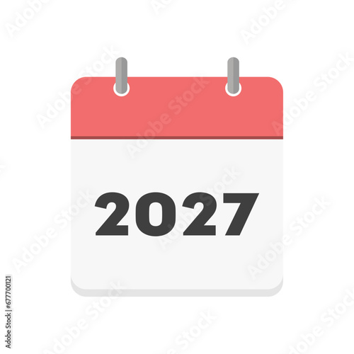 2027年のカレンダーの表紙のアイコン - リングのついた暦やプランナーのイメージ素材
