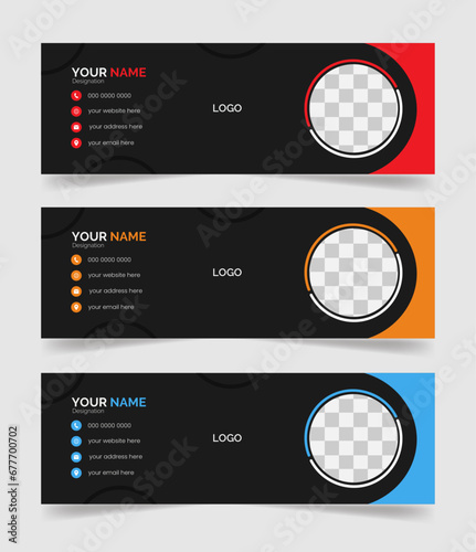 Modern creative email signature design or email footer template, 
Clean and simple email signature template or email footer and personal social media cover page design,
Business Email Signature Design