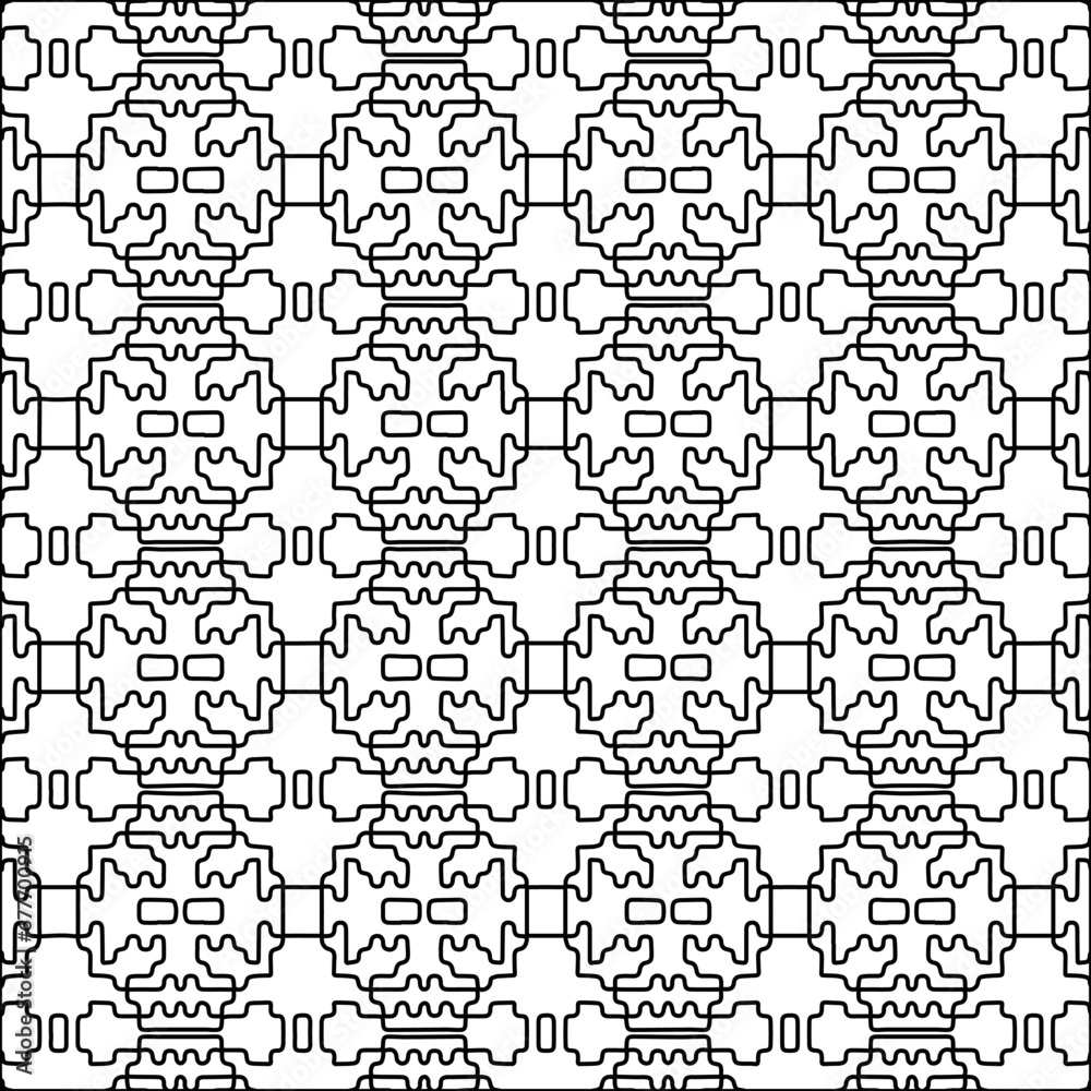 Black lines on white background.
Wallpaper with figures from lines. Abstract geometric black and white pattern for web page, textures, card, poster, fabric, textile. Monochrome design. Black lines on white background.
Wallpaper with figures from lines. Abstract geometric black and white pattern for web page, textures, card, poster, fabric, textile. Monochrome design.