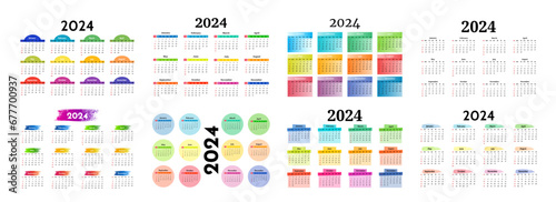 Calendar for 2024 isolated on a white background