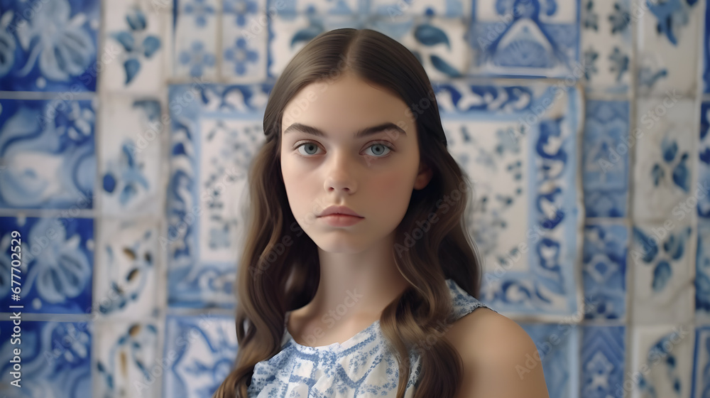 Juventud Mexicana: Rostro Sereno en Porcelana Rota mujer latina piel blanca con tema de porcelana Juventud Mexicana: Rostro Sereno en Porcelana Rota mujer latina piel blanca con tema de porcelana