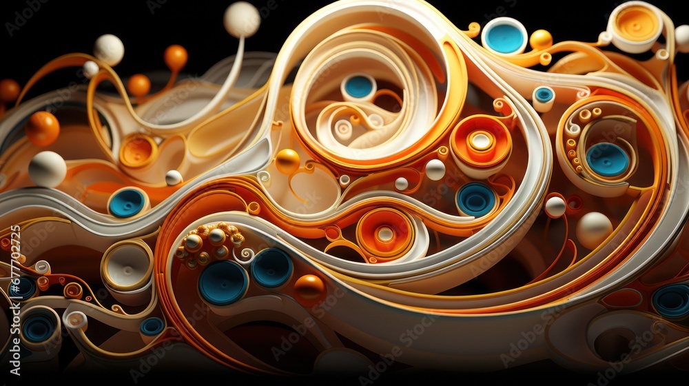 Abstract illustration of spiral circular waves of different colors