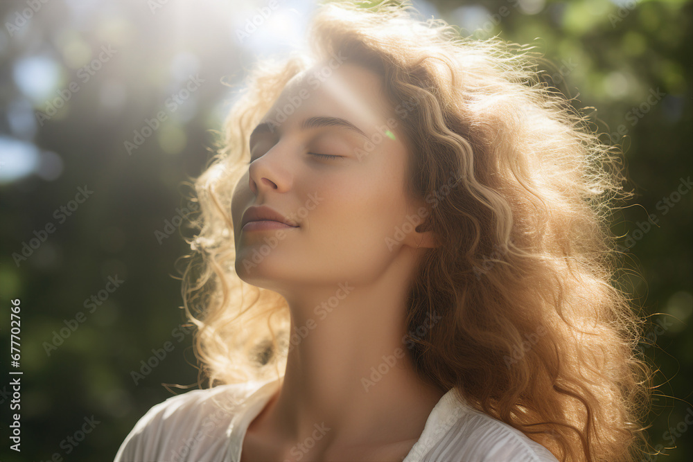 Generative AI picture portrait of yoga person enjoying connection with nature meditating outdoors early morning Generative AI picture portrait of yoga person enjoying connection with nature meditating outdoors early morning