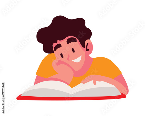 boy reading a book