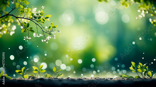 Spring or summer defocused background frame with lush foliage and bokeh in nature. Nature background. Copy space. © Katerina Bond