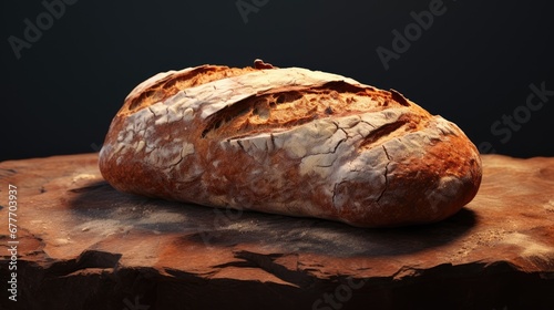  a loaf of bread sitting on top of a piece of wood on top of a piece of wood that has been placed on top of a piece of a piece of wood.  generative ai