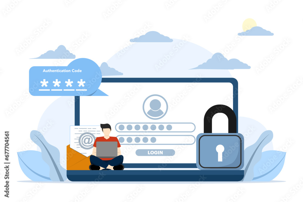 Two step verification concept, OTP, authentication password, one time ...