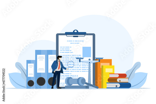 concept of law firm and legal services, legal documents, lawyer consultant, lawyer services, People seeking legal advice, Professional legal lawyer consultation, Legal Consultant. vector illustration.
