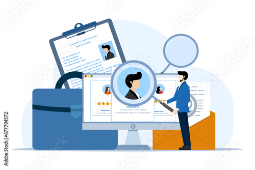 List of job candidates concept, Employment, Job search, Recruitment, Human resource management and recruitment concept for banner, landing page, infographic, mobile app. flat vector illustration.