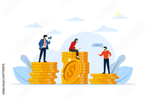 Marketing budget concept, advertising, management, business concept, startup, performance advertising campaign, promotion mix, promotion strategy. vector flat illustration on white background.