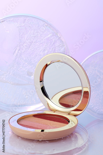 Blush powder make-up in ice