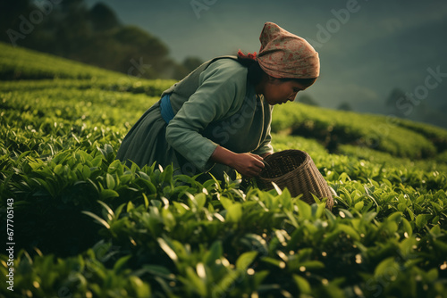 tea picker on the plantation photo