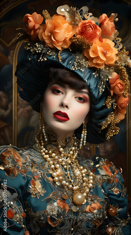 A women with fitness surreal outfits with jewelry hat A women with fitness surreal outfits with jewelry hat