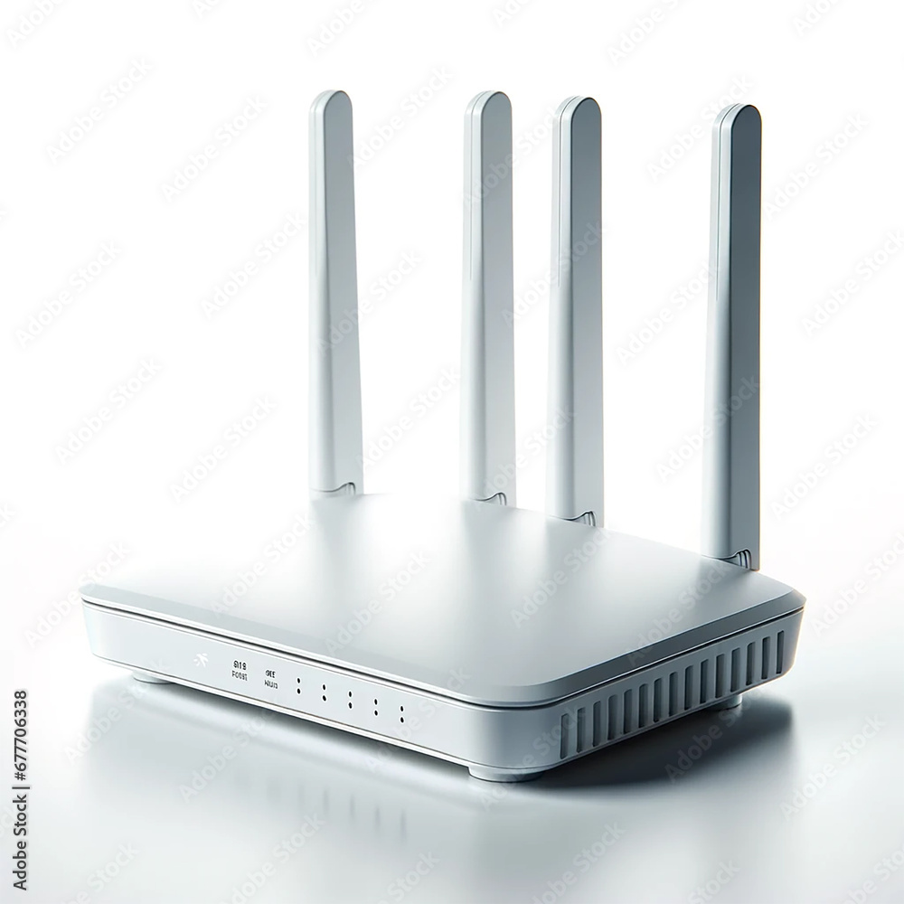 White wi-fi router on white background White wi-fi router on white background