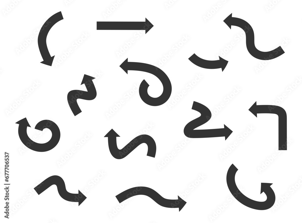 Collection arrows vector background black and white symbols. Different arrow icon set circle Collection arrows vector background black and white symbols. Different arrow icon set circle