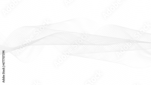 Undulate gray wave swirl. frequency soundwave; twisted curve lines with blend effect. Technology, data science, geometric border pattern. Isolated on white background. Vector illustration