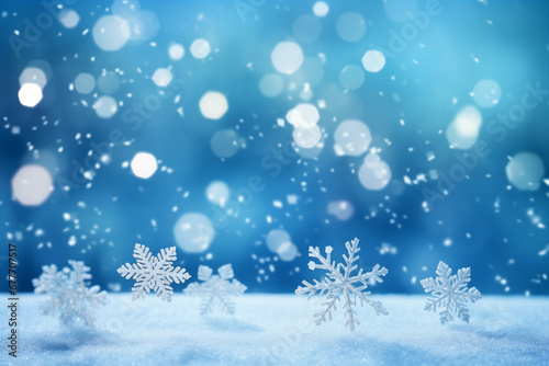 blue christmas background with snow