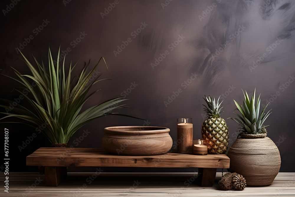 Chic Boho Display Setting Background, Wooden Tabletop Chic Boho Display Setting Background, Wooden Tabletop