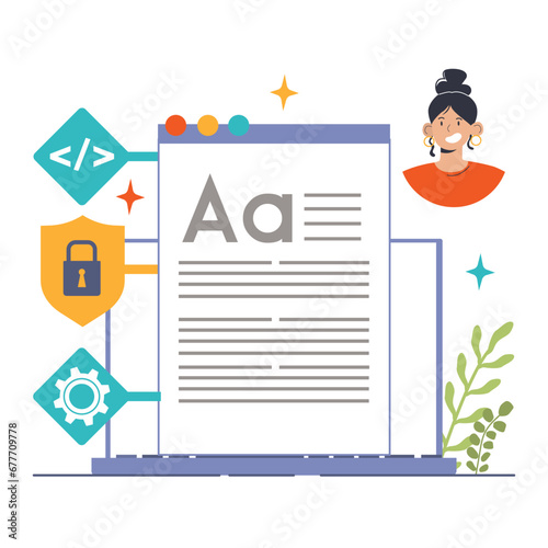 Open source. Software with code available for use, modification, and distribution. Collaborative free accessible software. Flat vector illustration