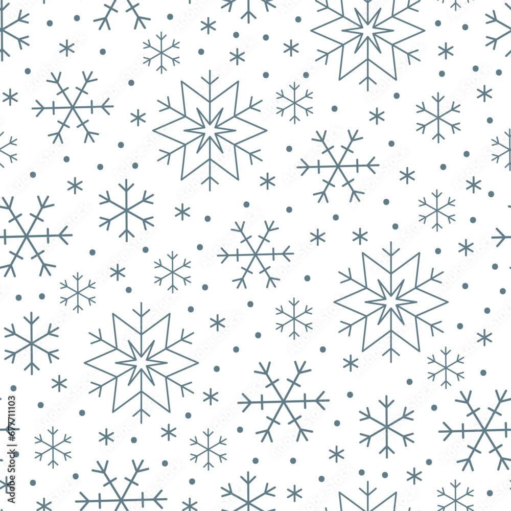 Fototapeta premium Snowflakes seamless pattern. Vector illustration.