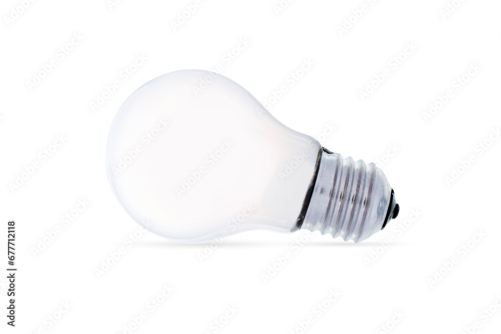 Horizontal light bulbs on a white background. White lamp without electric filament.