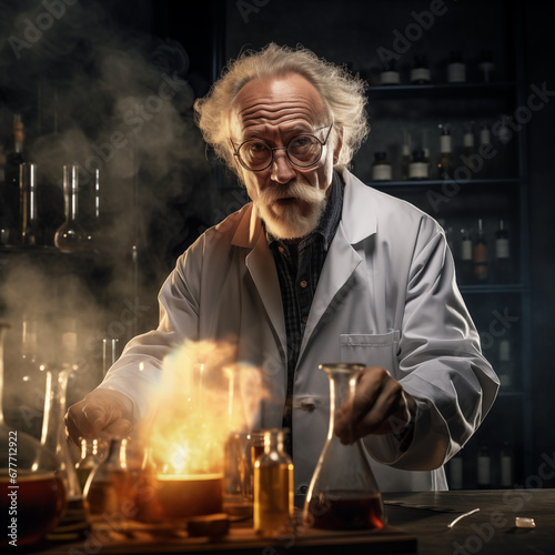 Chemistry professor in his laboratory