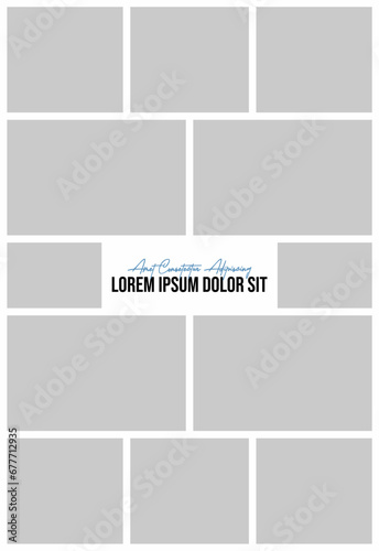 Pictures or photos frame collage and digital photo wall template