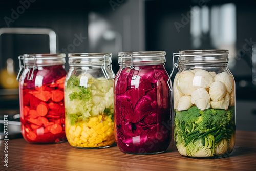 pickled vegetables in jars photo